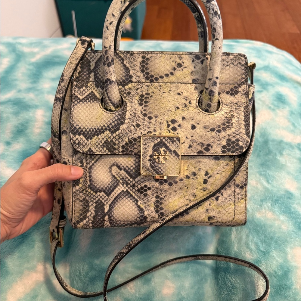 Tory Burch Clara Embossed Small Snake Printed Bag